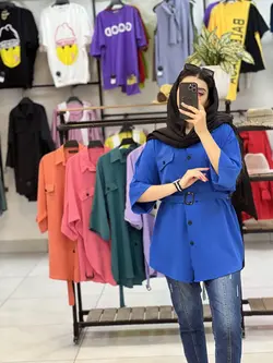 شومیز مانتویی کمربند دار آستین سرخود   (۱۳۳۹)