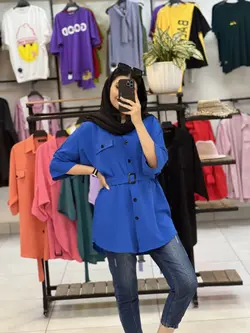 شومیز مانتویی کمربند دار آستین سرخود   (۱۳۳۹)