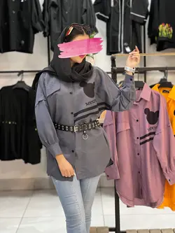 شومیز مانتویی میکی موس سه خط بدون کمربند (۱۴۷۹)