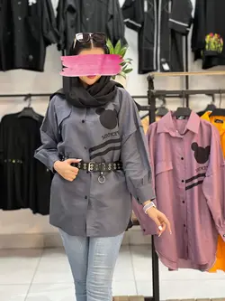 شومیز مانتویی میکی موس سه خط بدون کمربند (۱۴۷۹)