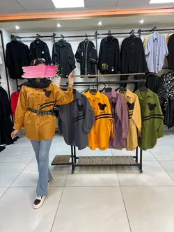 شومیز مانتویی میکی موس سه خط بدون کمربند (۱۴۷۹)