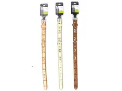 قلاده گردنی سگ ام پتس طرح چرم سفید سایز L