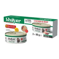 خرید و قیمت کنسرو گربه شایر پک سه تایی نچرال مرغ و گوشت 90 گرمی - پوزه