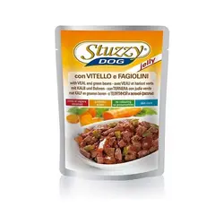 پوچ سگ ژلاتینی استوزی با طعم گوشت گوساله و لوبیا سبز 100 گرم