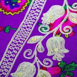 لباس موهر نیمه آماده کار شده با گلابتونی بنفش