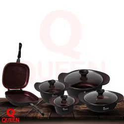 سرویس 10 پارچه طرح آیسان رنگ مشکی گرانیتی(دارای تابه رژیمی)