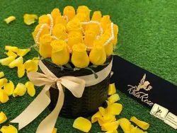 باكس استوانه ای چرمی رز زرد