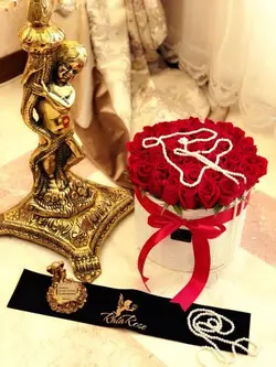 باکس چرمی استوانه ای قرمز | گل رز قرمز هلندی | 40 شاخه