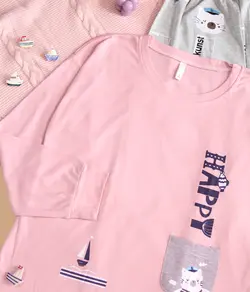 ست بلوز شلوار طرح گربه و قایق