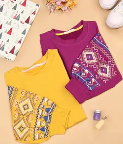 بلوز آستین پفی طرح سنتی بوهمین