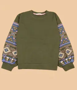 بلوز آستین پفی طرح سنتی بوهمین