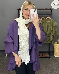 مانتو حریر شاپرکی کد : 21067 - فروشگاه اینترنتی رزا بوتیک