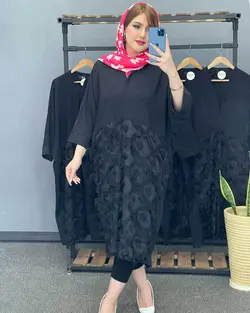 مانتو پایین ریش مشکی کد : 18548 - فروشگاه اینترنتی رزا بوتیک