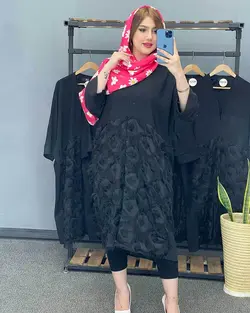 مانتو پایین ریش مشکی کد : 18548 - فروشگاه اینترنتی رزا بوتیک