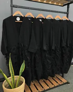 مانتو پایین ریش مشکی کد : 18548 - فروشگاه اینترنتی رزا بوتیک