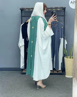مانتو عبایی خامه دوزی کد : 18827 - فروشگاه اینترنتی رزا بوتیک