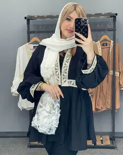 مانتو نوار دوزی کوتاه کد : 19297 - فروشگاه اینترنتی رزا بوتیک