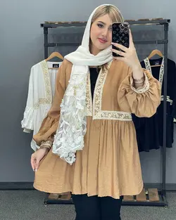 مانتو نوار دوزی کوتاه کد : 19297 - فروشگاه اینترنتی رزا بوتیک