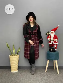 پالتو ترکیبی دکمه دار کد : 230 - فروشگاه اینترنتی رزا بوتیک