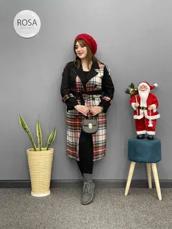 پالتو ترکیبی دکمه دار کد : 230 - فروشگاه اینترنتی رزا بوتیک