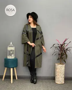 پالتو سوییت ترکیبی چرم کد : ۱۴۰ - فروشگاه اینترنتی رزا بوتیک