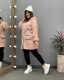 کاپشن مخمل ببعی کمرگت کد : ۹۵۶۲ - فروشگاه اینترنتی رزا بوتیک