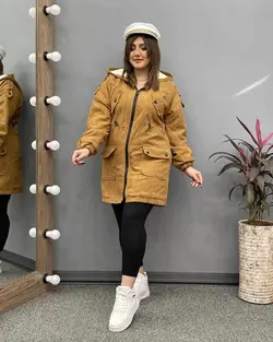 کاپشن مخمل ببعی کمرگت کد : ۹۵۶۲ - فروشگاه اینترنتی رزا بوتیک