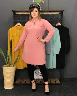 مانتو ابروبادی یقه زیپ دار کد : ۳۸۸۷ - فروشگاه اینترنتی رزا بوتیک