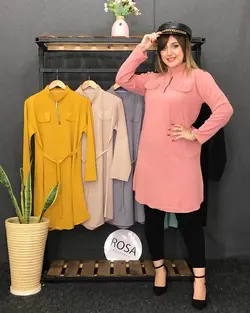 مانتو ابروبادی یقه زیپ دار کد : ۳۸۸۷ - فروشگاه اینترنتی رزا بوتیک