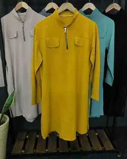 مانتو ابروبادی یقه زیپ دار کد : ۳۸۸۷ - فروشگاه اینترنتی رزا بوتیک