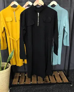 مانتو ابروبادی یقه زیپ دار کد : ۳۸۸۷ - فروشگاه اینترنتی رزا بوتیک