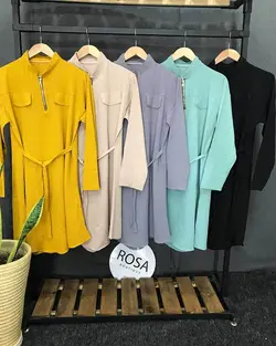 مانتو ابروبادی یقه زیپ دار کد : ۳۸۸۷ - فروشگاه اینترنتی رزا بوتیک