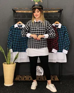 مانتو چهارخونه طرح شومیز  کد : ۴۲۹۵ - فروشگاه اینترنتی رزا بوتیک