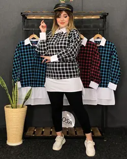 مانتو چهارخونه طرح شومیز  کد : ۴۲۹۵ - فروشگاه اینترنتی رزا بوتیک