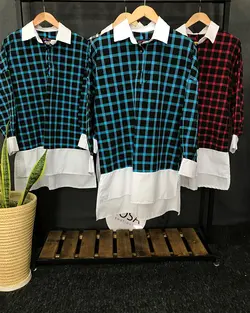 مانتو چهارخونه طرح شومیز  کد : ۴۲۹۵ - فروشگاه اینترنتی رزا بوتیک