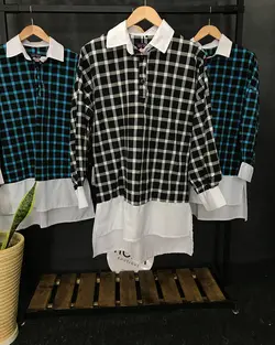 مانتو چهارخونه طرح شومیز  کد : ۴۲۹۵ - فروشگاه اینترنتی رزا بوتیک