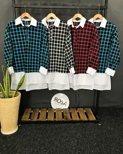 مانتو چهارخونه طرح شومیز  کد : ۴۲۹۵ - فروشگاه اینترنتی رزا بوتیک