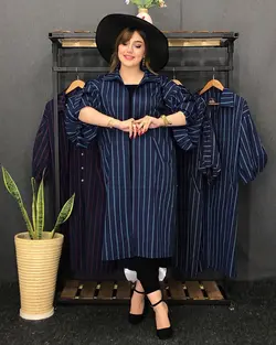 مانتو راه راه آستین پفی کد : ۳۹۵۸ - فروشگاه اینترنتی رزا بوتیک