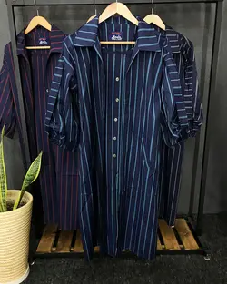 مانتو راه راه آستین پفی کد : ۳۹۵۸ - فروشگاه اینترنتی رزا بوتیک