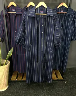 مانتو راه راه آستین پفی کد : ۳۹۵۸ - فروشگاه اینترنتی رزا بوتیک