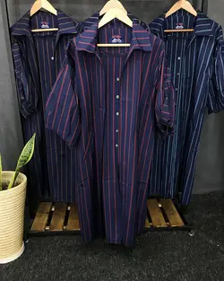 مانتو راه راه آستین پفی کد : ۳۹۵۸ - فروشگاه اینترنتی رزا بوتیک