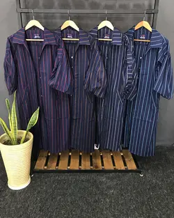 مانتو راه راه آستین پفی کد : ۳۹۵۸ - فروشگاه اینترنتی رزا بوتیک