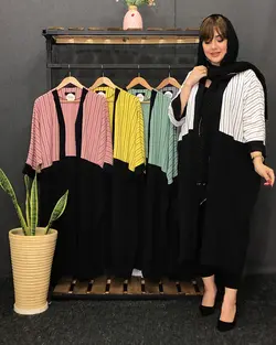 مانتو ابروبادی ترکیبی راه راه کد : ۴۵۶۸ - فروشگاه اینترنتی رزا بوتیک