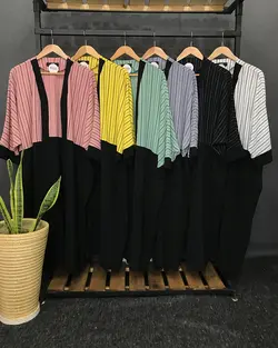 مانتو ابروبادی ترکیبی راه راه کد : ۴۵۶۸ - فروشگاه اینترنتی رزا بوتیک