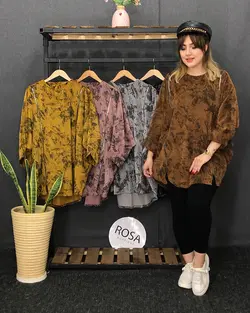 مانتو مخمل چاپی طرح دار کد : ۵۰۶۷ - فروشگاه اینترنتی رزا بوتیک