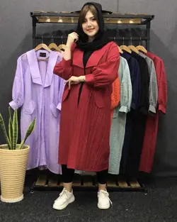 مانتو یقه دار بلند کد:۱۸۱۸ - فروشگاه اینترنتی رزا بوتیک