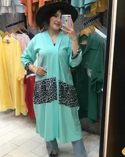 مانتو عبایی پلنگی کد : 1730 - فروشگاه اینترنتی رزا بوتیک