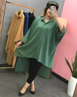 مانتو حریر دکمه دار مچ نواری کد:۱۳۴۲ - فروشگاه اینترنتی رزا بوتیک