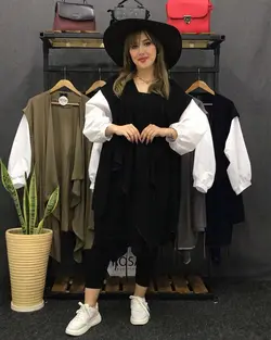 مانتو لنین آستین سفید طرح شومیز کد:۳۱۰ - فروشگاه اینترنتی رزا بوتیک