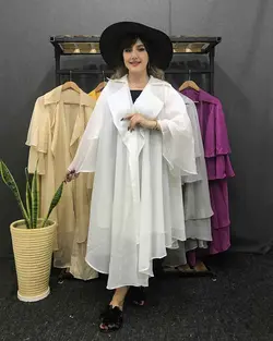 مانتو حریر شاپرکی بلند کد:۱۲۳۱ - فروشگاه اینترنتی رزا بوتیک